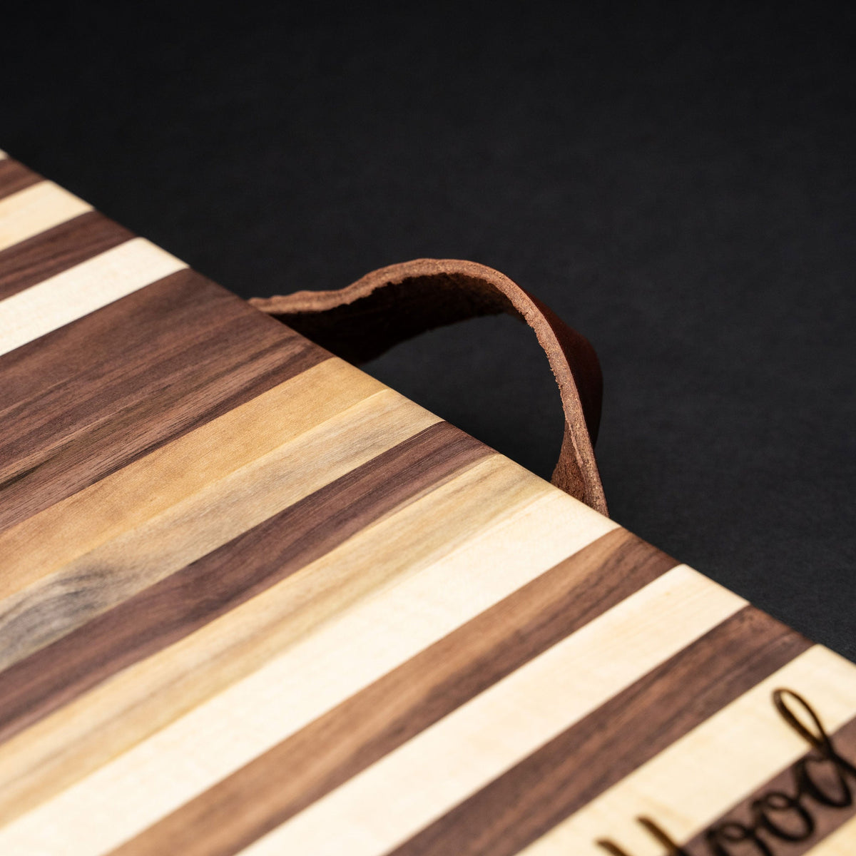 American Maple & Walnut Wood Striped Butcher Block Cutting Board - Holtz Leather