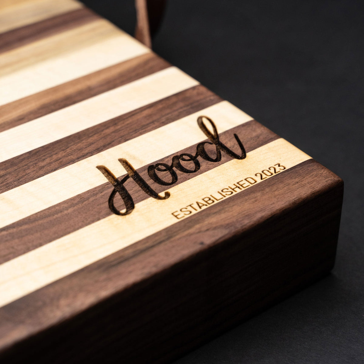 American Maple & Walnut Wood Striped Butcher Block Cutting Board - Holtz Leather