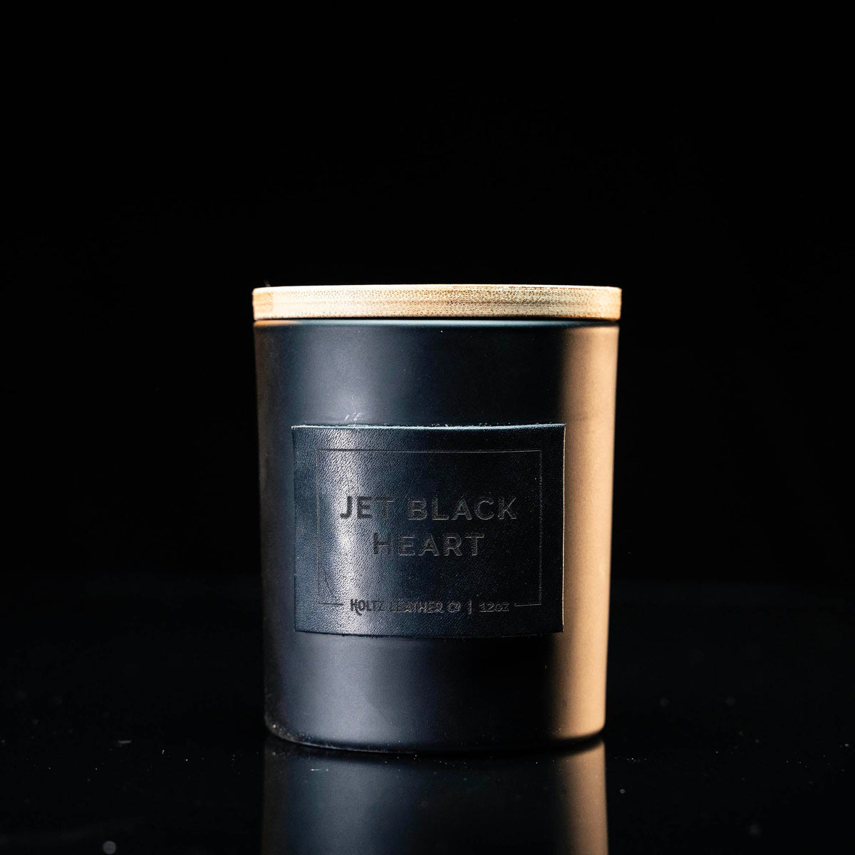 Jet Black Heart - Smolder Luxe Masculine Scented Leather Patch Candle - Holtz Leather