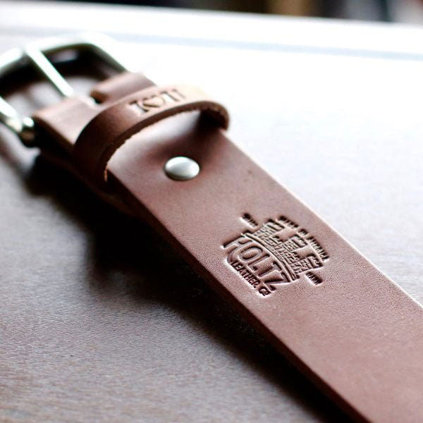 Personalized Bridle Leather Men's Casual Belt – Rounded Nickel or Brass Buckle