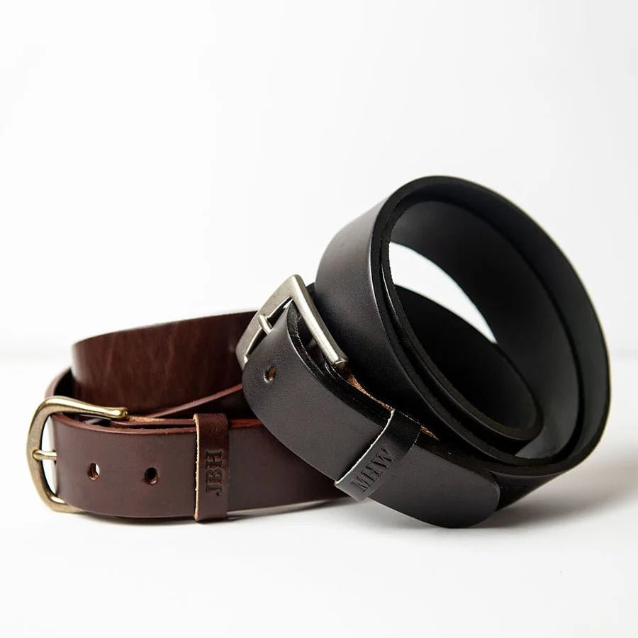 Personalized Bridle Leather Men's Casual Belt – Rounded Nickel or Brass Buckle - Holtz Leather