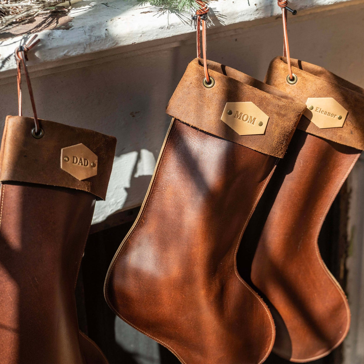 Personalized Fine Leather Christmas Stocking - Holtz Leather