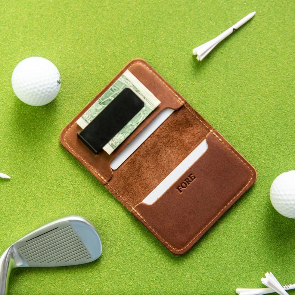 The Golf Gates Personalized Fine Leather Bifold Money Clip Wallet - Holtz Leather