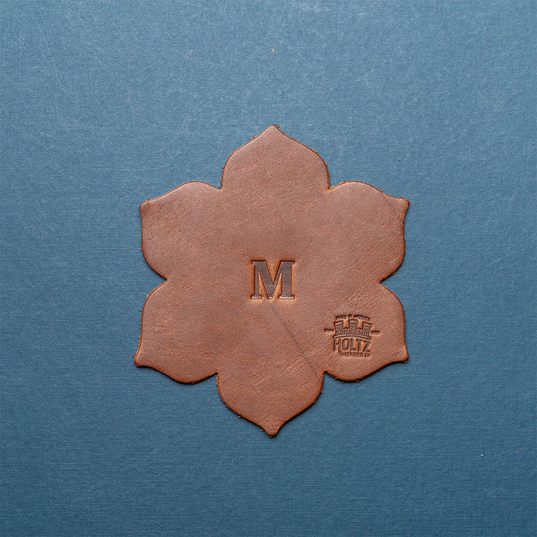 The Magnolia Flower Personalized Fine Leather Coaster Set of 4 Coasters - Holtz Leather