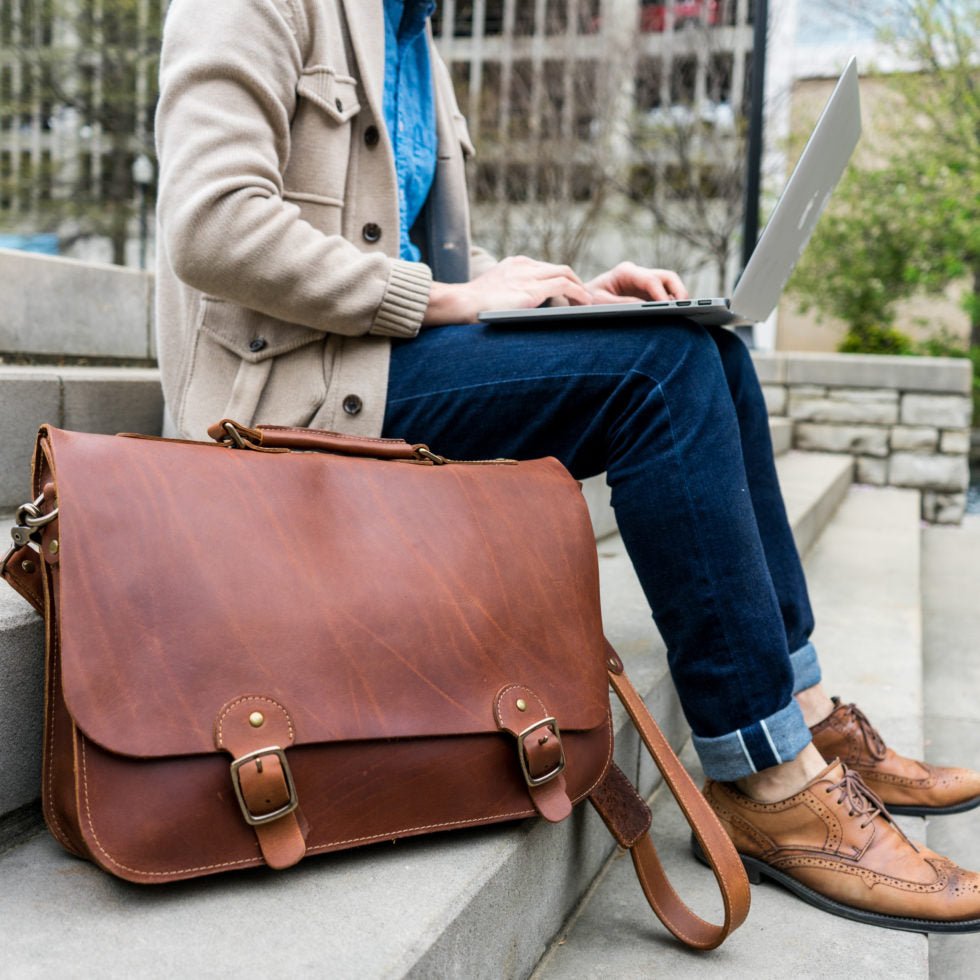 Your Logo + Our Leather - The No. 1860 EXPRESS - Fine Leather Messenger Bag & Briefcase - Custom Logo and Corporate Gifting