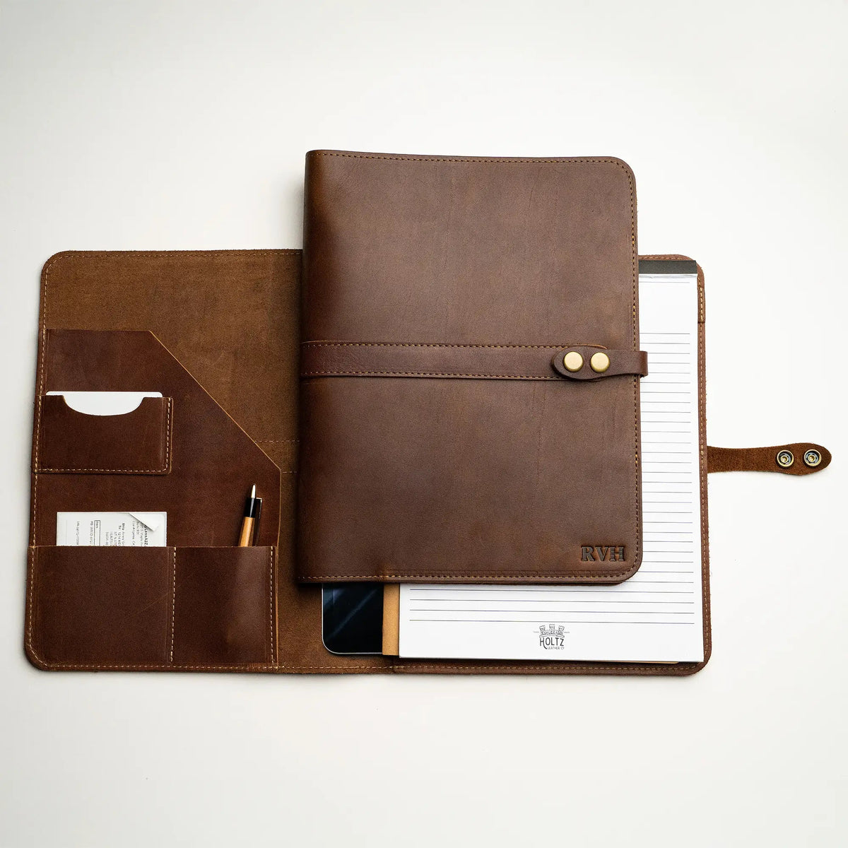 The Vanderbilt 2.0 Fine Leather Portfolio Padfolio - Fits iPad - Now with two Journals & Updated Features - Holtz Leather