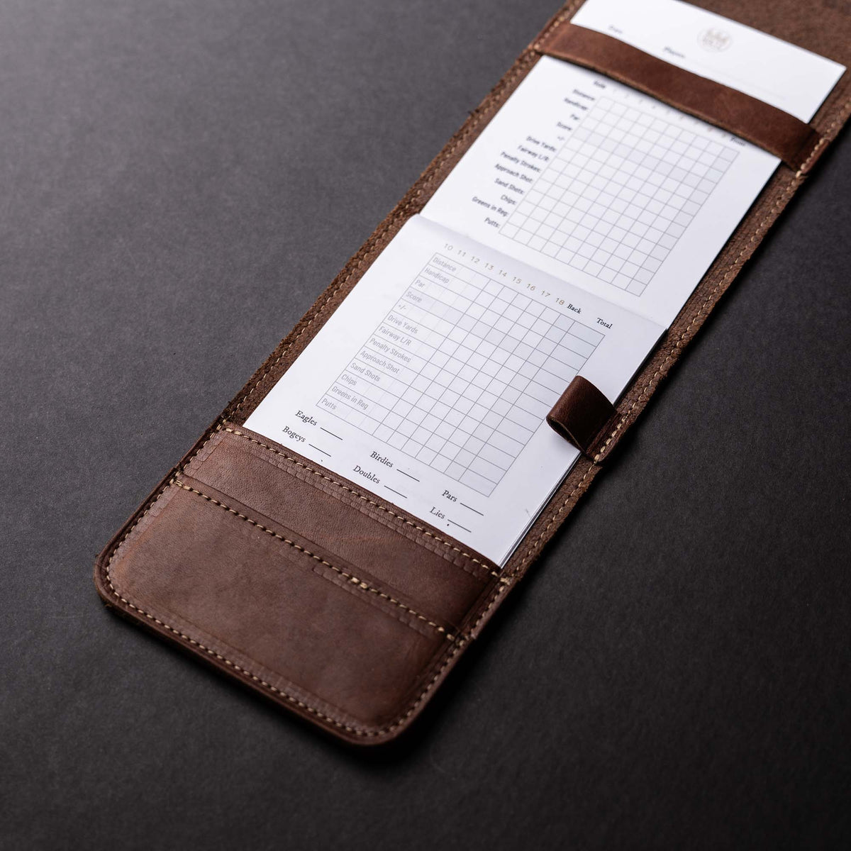 Your Logo + Our Leather - Fine Leather Golf Scorecard Holder and Logbook - Custom Logo and Corporate Gifting - Holtz Leather