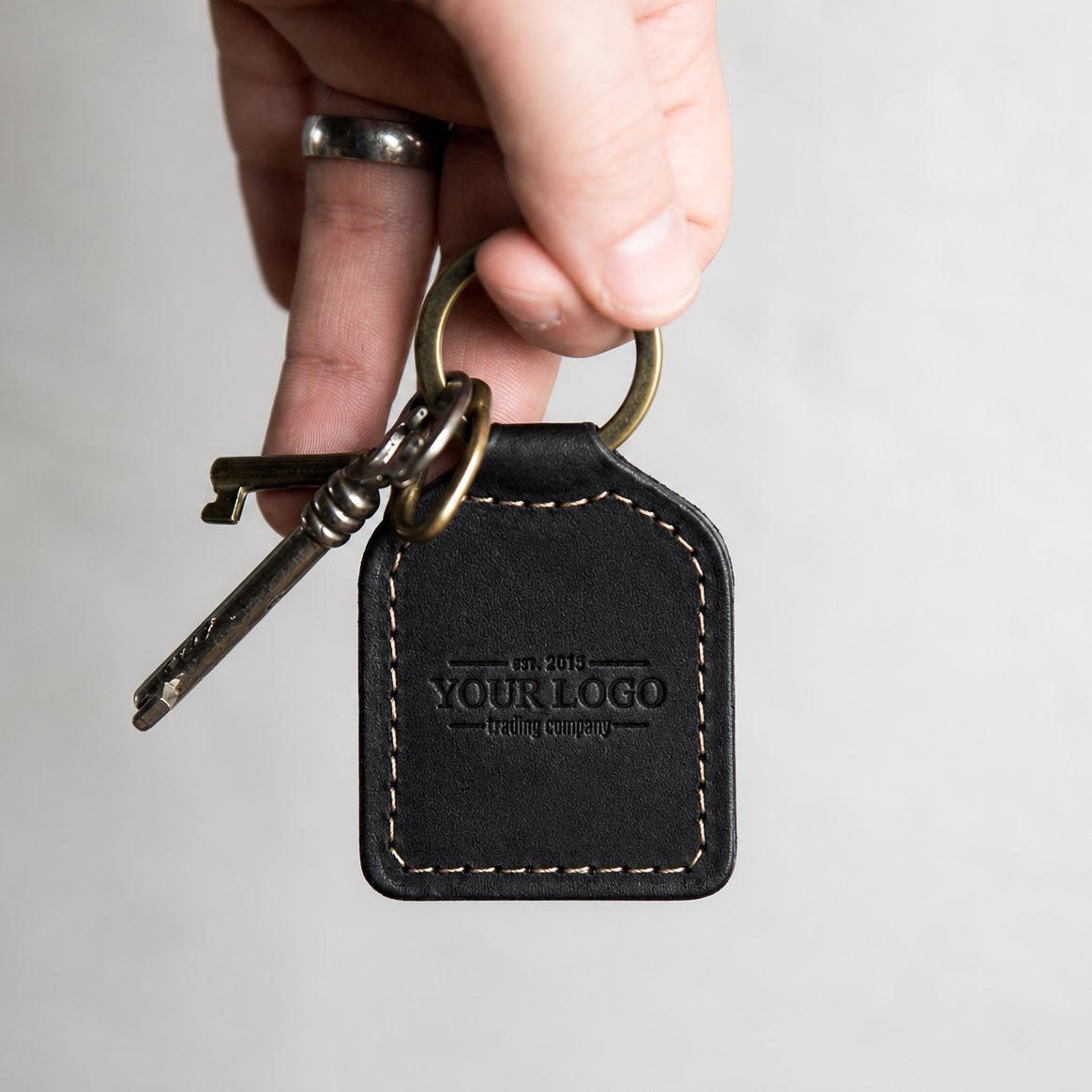 Your Logo + Our Leather - Fine Leather Key Chain - Custom Logo and Corporate Gifting - Holtz Leather