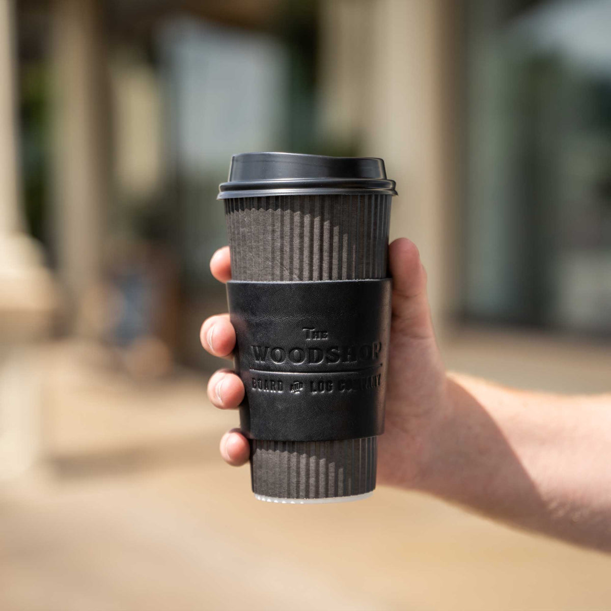 Your Logo + Our Leather - Lumberjack Coffee Cup Sleeve Corporate - Custom Logo and Corporate Gifting - Holtz Leather