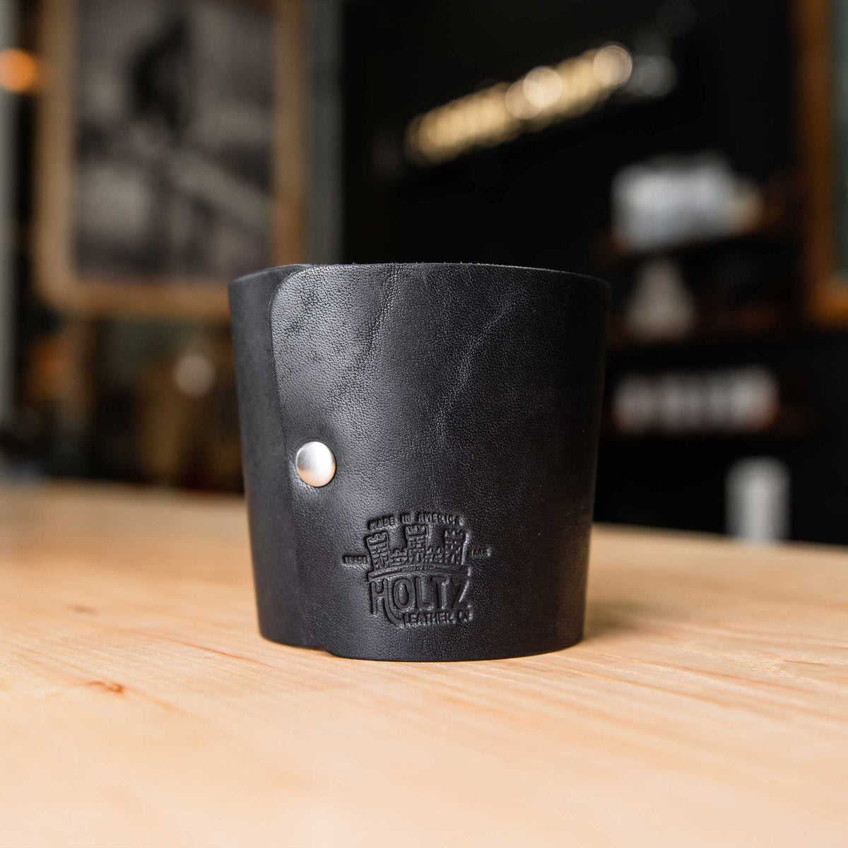 Your Logo + Our Leather - Lumberjack Coffee Cup Sleeve Corporate - Custom Logo and Corporate Gifting - Holtz Leather