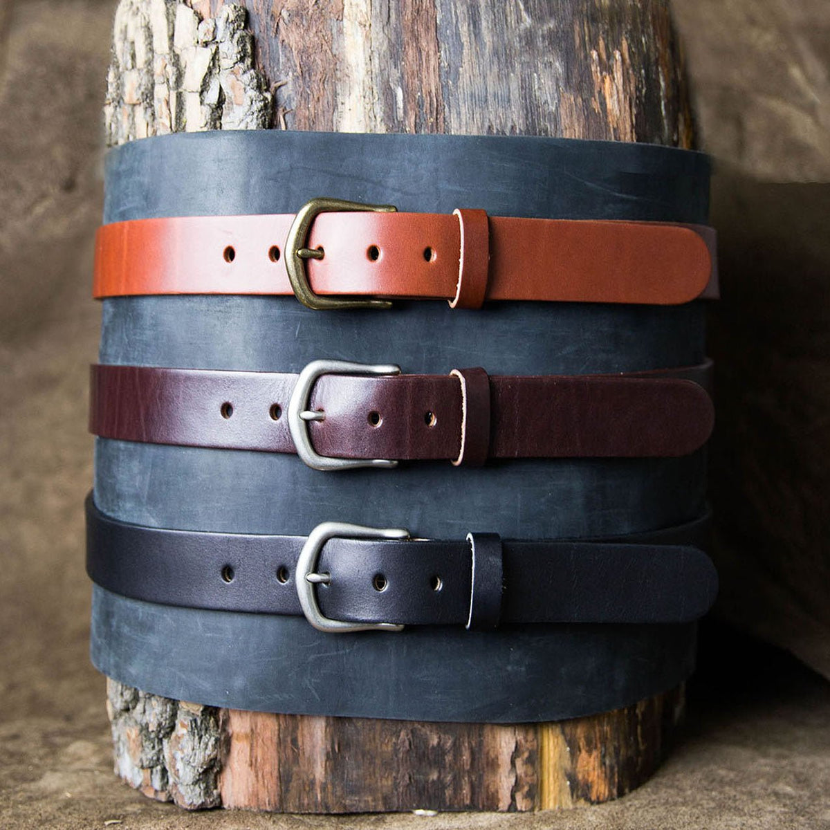 Personalized Bridle Leather Men's Casual Belt – Rounded Nickel or Brass Buckle - Holtz Leather