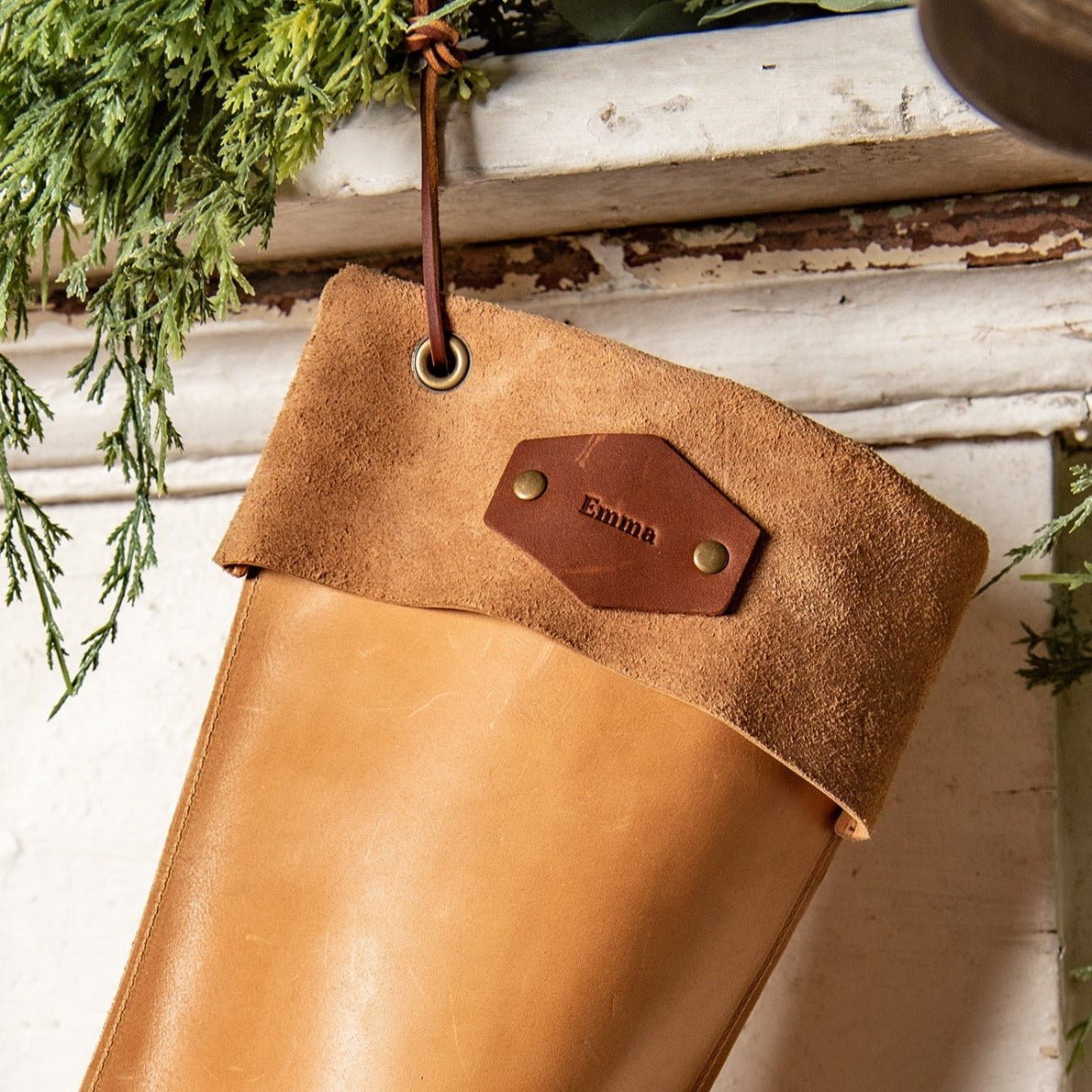 Personalized Fine Leather Christmas Stocking - Holtz Leather