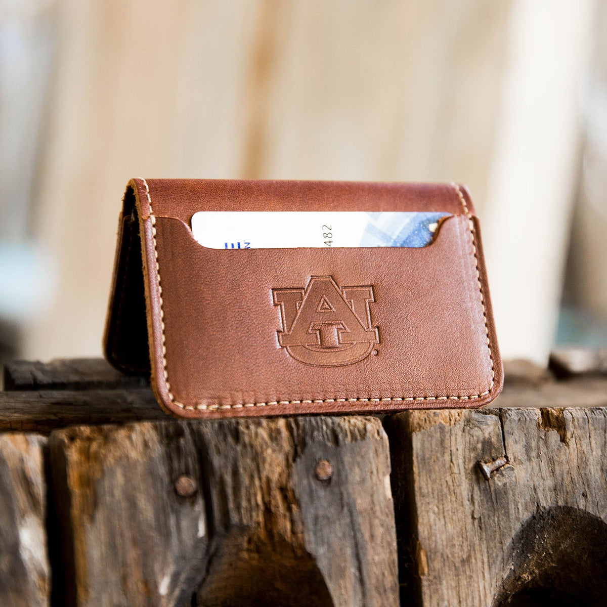 The Officially Licensed Auburn Gates Fine Leather Bifold Money Clip Wallet - Holtz Leather