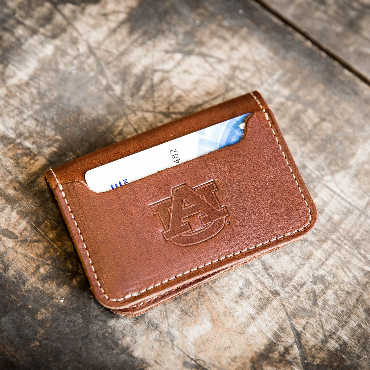 The Officially Licensed Auburn Gates Fine Leather Bifold Money Clip Wallet - Holtz Leather