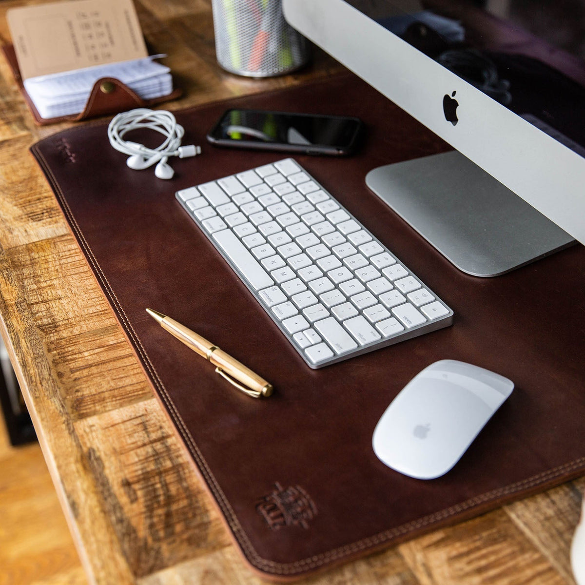 Your Logo + Our Leather - The Executive Personalized Desk Mat Desk Pad Plotter - Custom Logo and Corporate Gifting - Holtz Leather
