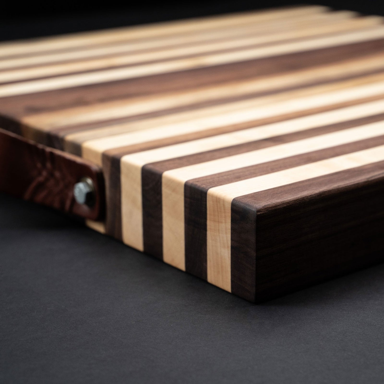 American Maple & Walnut Wood Striped Butcher Block Cutting Board - Holtz Leather