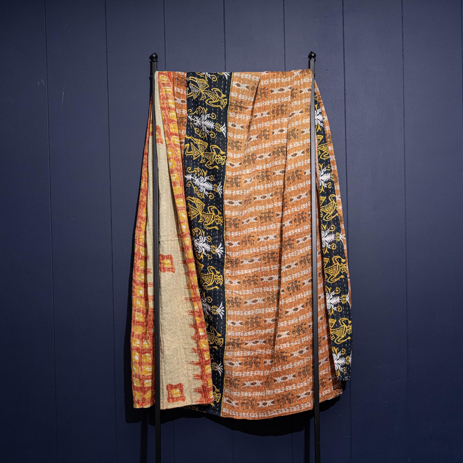 Kantha India Blanket One - of - a - Kind Handcrafted Quilted Pattern Throw – No. K - 00628 - Holtz Leather