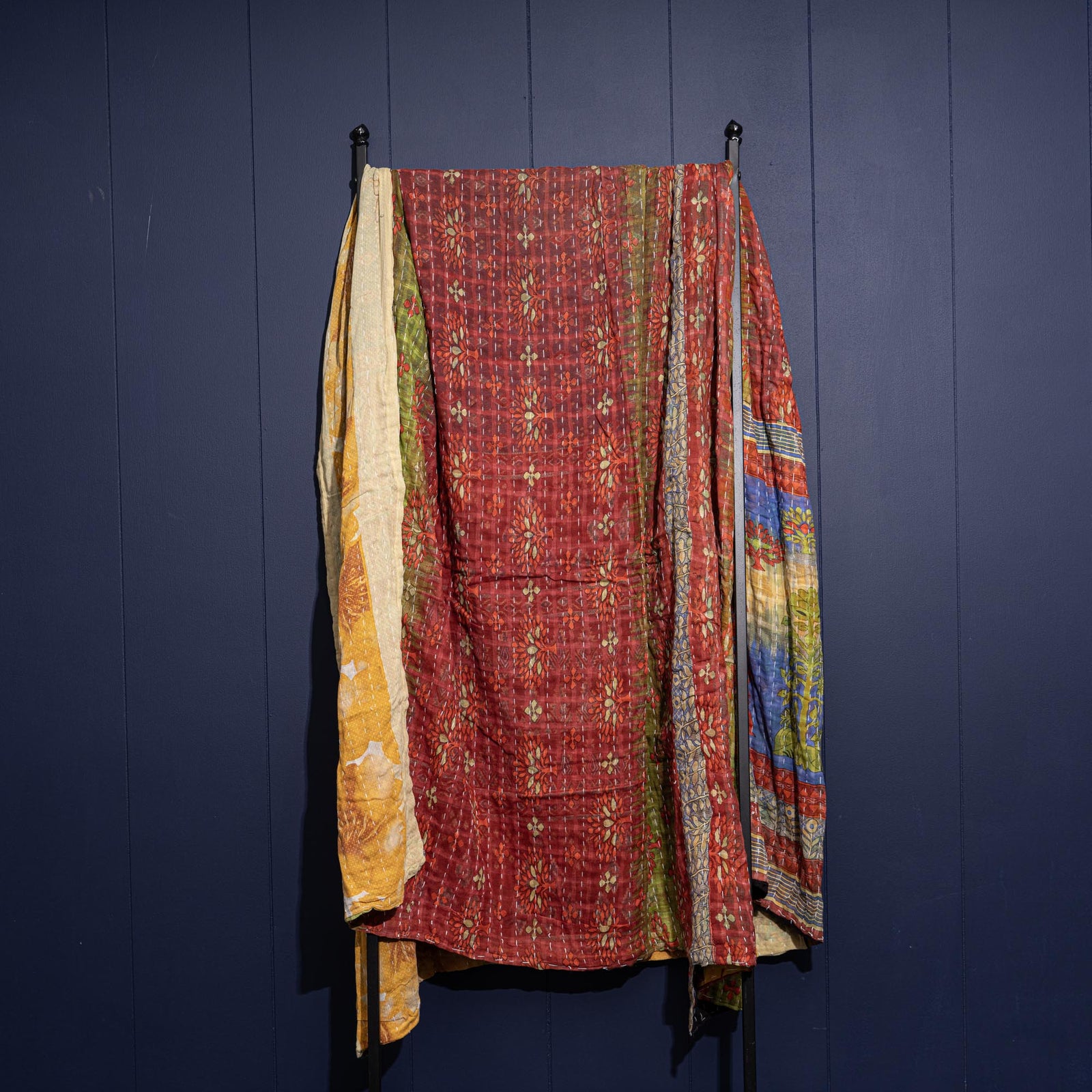 Kantha India Blanket One - of - a - Kind Handcrafted Quilted Pattern Throw – No. K - 00632 - Holtz Leather