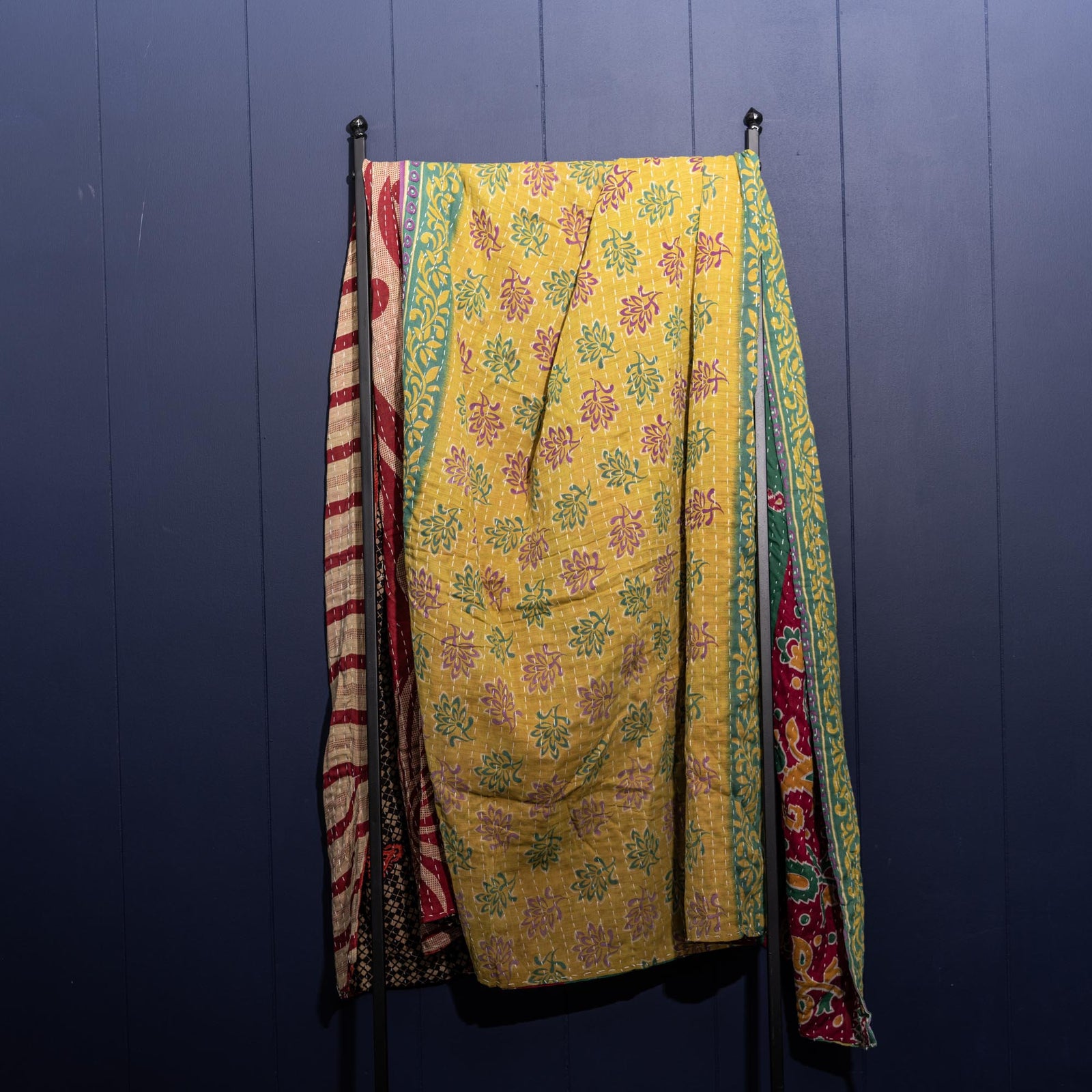 Kantha India Blanket One - of - a - Kind Handcrafted Quilted Pattern Throw – No. K - 00645 - Holtz Leather