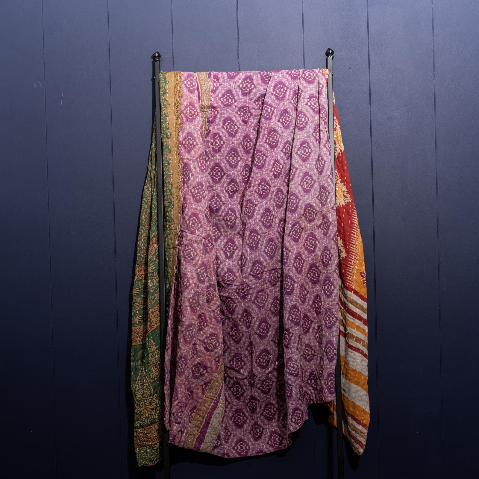 Kantha India Blanket One - of - a - Kind Handcrafted Quilted Pattern Throw – No. K - 00649 - Holtz Leather
