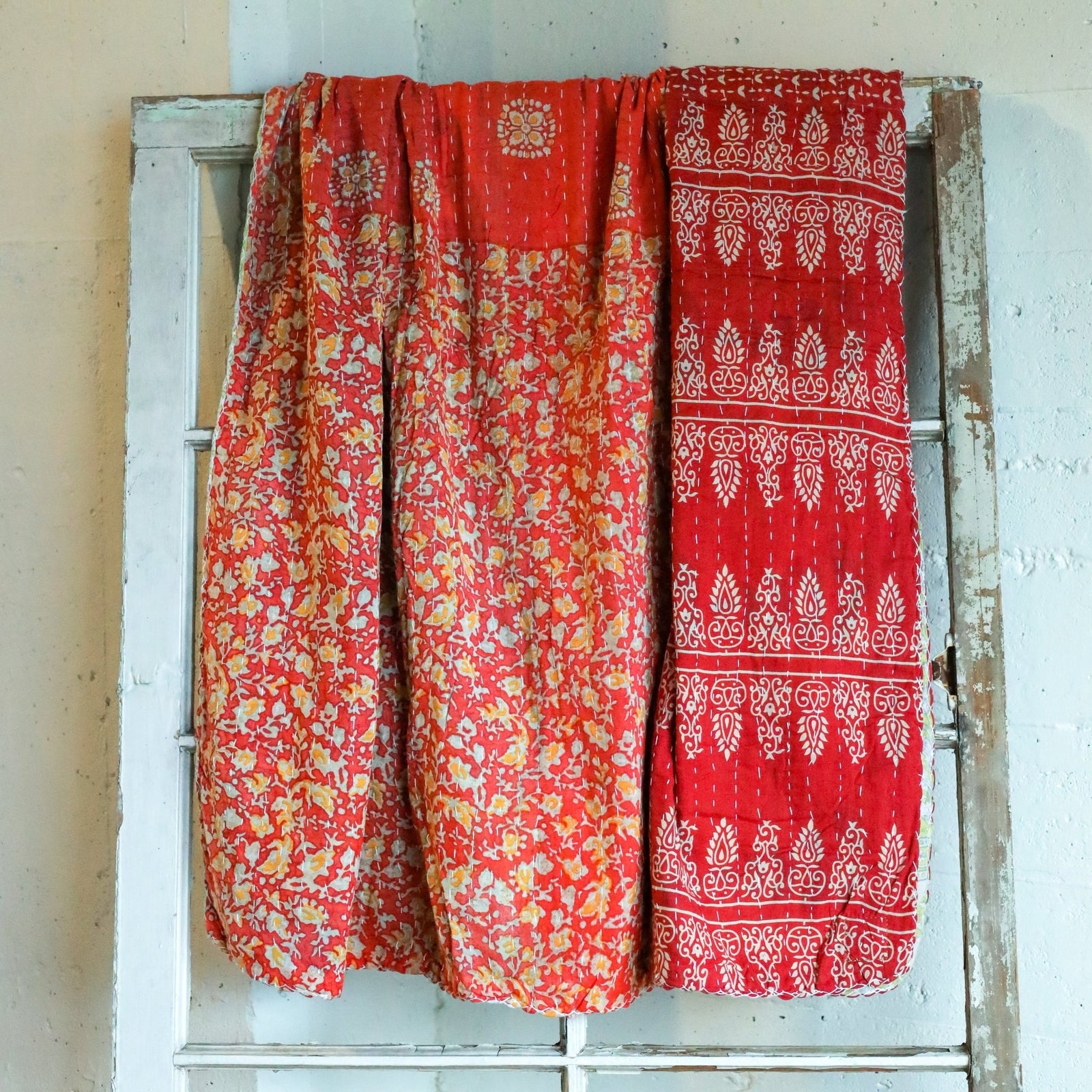 Kantha India Blanket One-of-a-Kind Handcrafted Quilted Pattern Throw – No. K-00668 - Holtz Leather