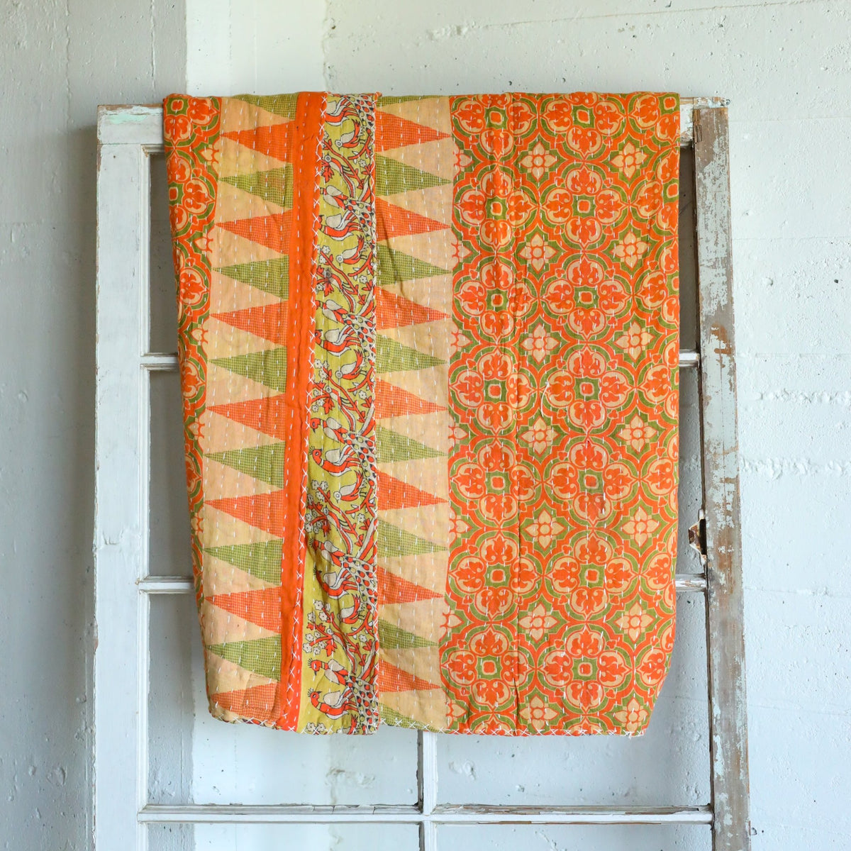 Kantha India Blanket One-of-a-Kind Handcrafted Quilted Pattern Throw – No. K-00669 - Holtz Leather