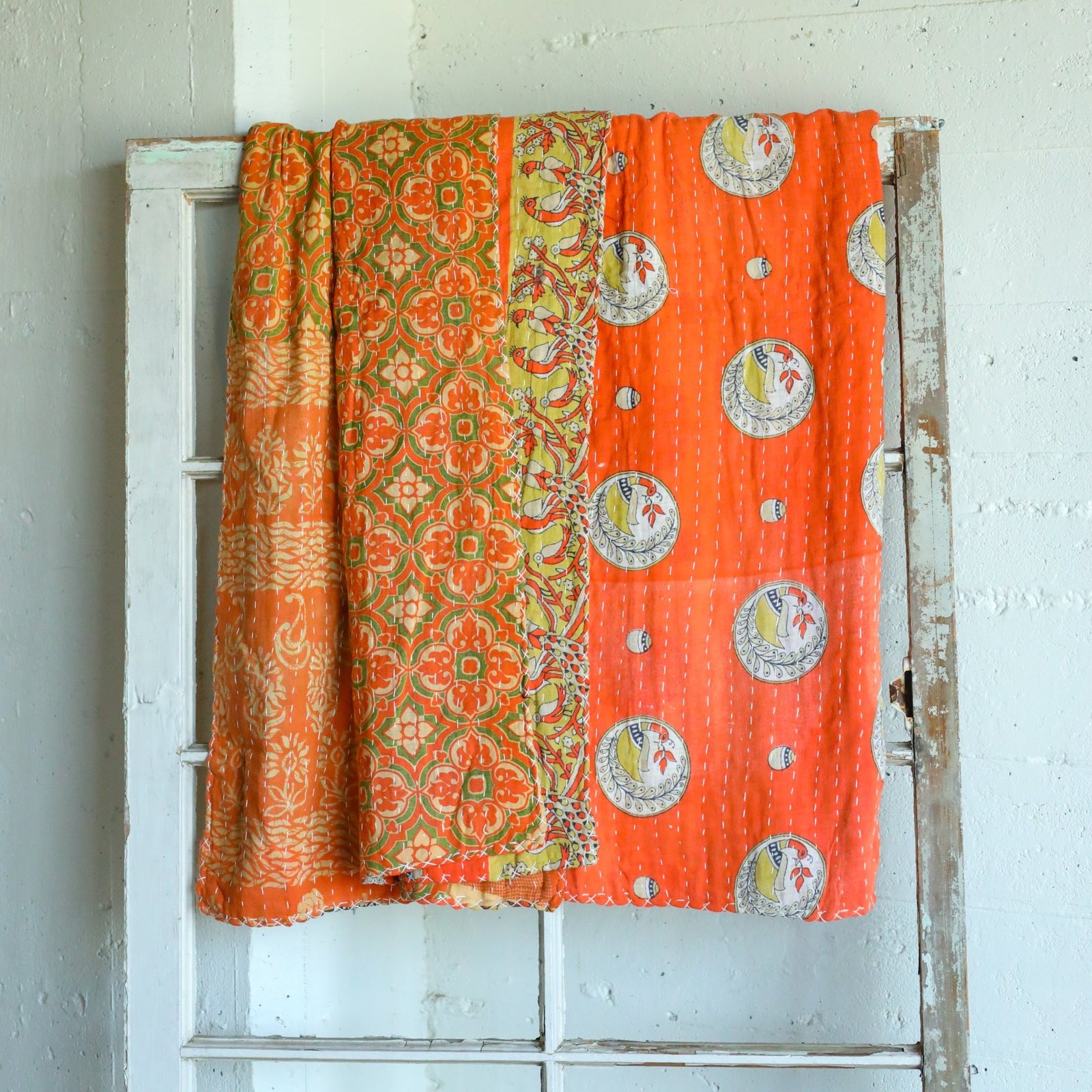 Kantha India Blanket One-of-a-Kind Handcrafted Quilted Pattern Throw – No. K-00669 - Holtz Leather