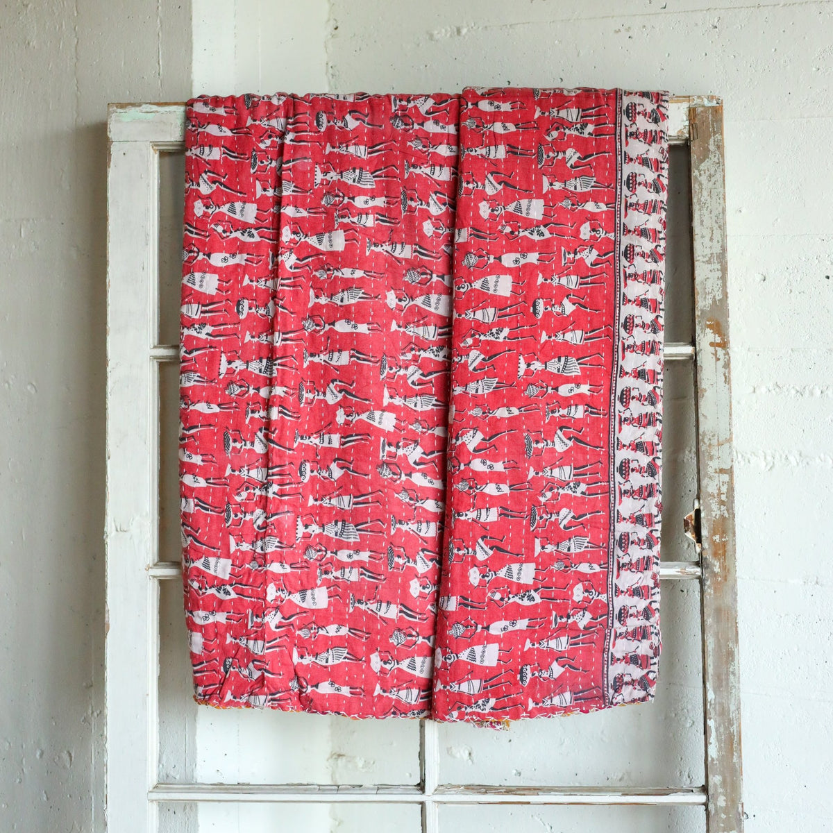 Kantha India Blanket One-of-a-Kind Handcrafted Quilted Pattern Throw – No. K-00671 - Holtz Leather