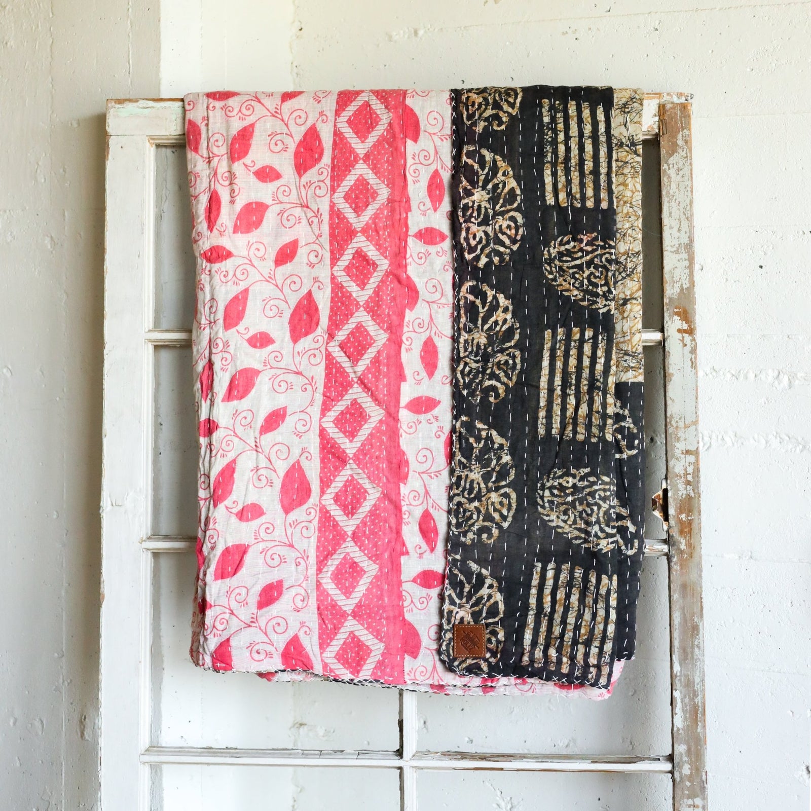 Kantha India Blanket One-of-a-Kind Handcrafted Quilted Pattern Throw – No. K-00687 - Holtz Leather