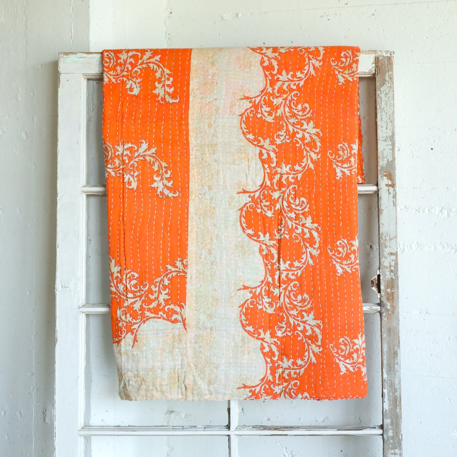 Kantha India Blanket One-of-a-Kind Handcrafted Quilted Pattern Throw – No. K-00692 - Holtz Leather