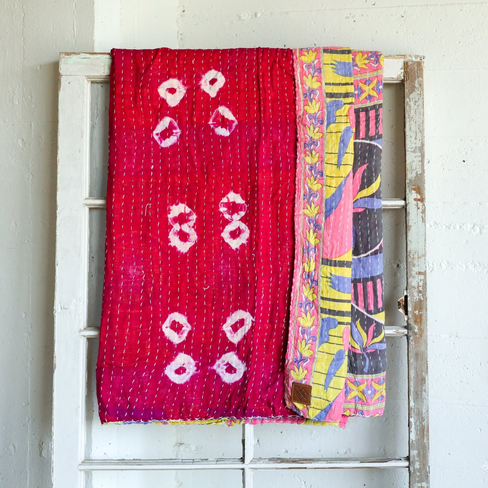 Kantha India Blanket One-of-a-Kind Handcrafted Quilted Pattern Throw – No. K-00694 - Holtz Leather