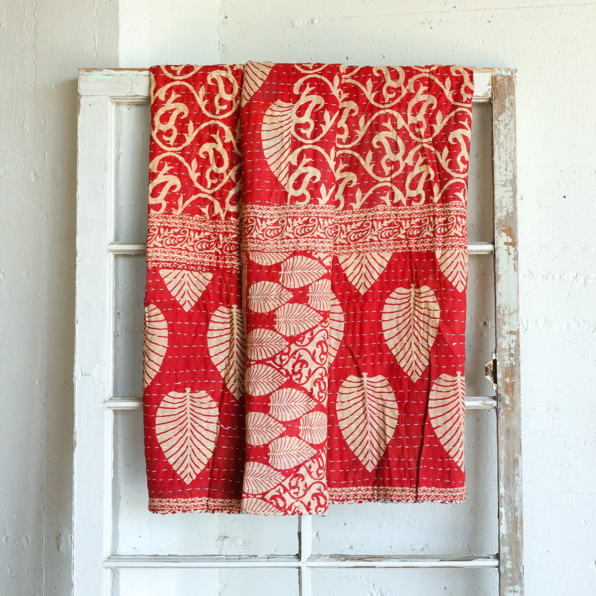 Kantha India Blanket One-of-a-Kind Handcrafted Quilted Pattern Throw – No. K-00702 - Holtz Leather