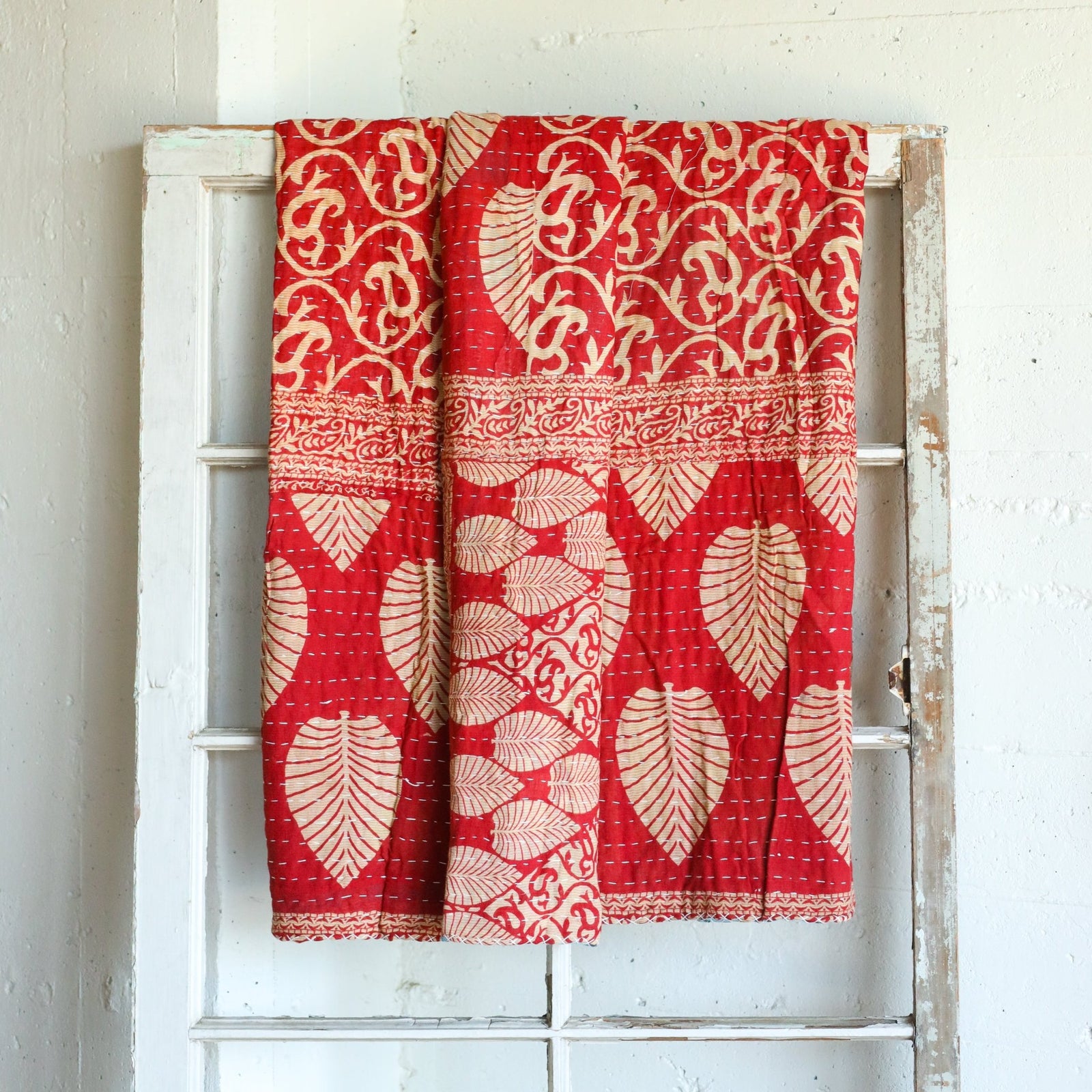 Kantha India Blanket One-of-a-Kind Handcrafted Quilted Pattern Throw – No. K-00702 - Holtz Leather