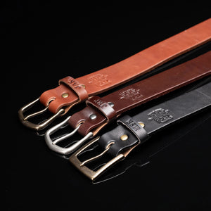 Personalized Bridle Leather Men's Casual Belt – Rounded Nickel or Brass Buckle - Holtz Leather
