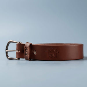 Personalized Bridle Leather Men's Casual Belt – Rounded Nickel or Brass Buckle - Holtz Leather