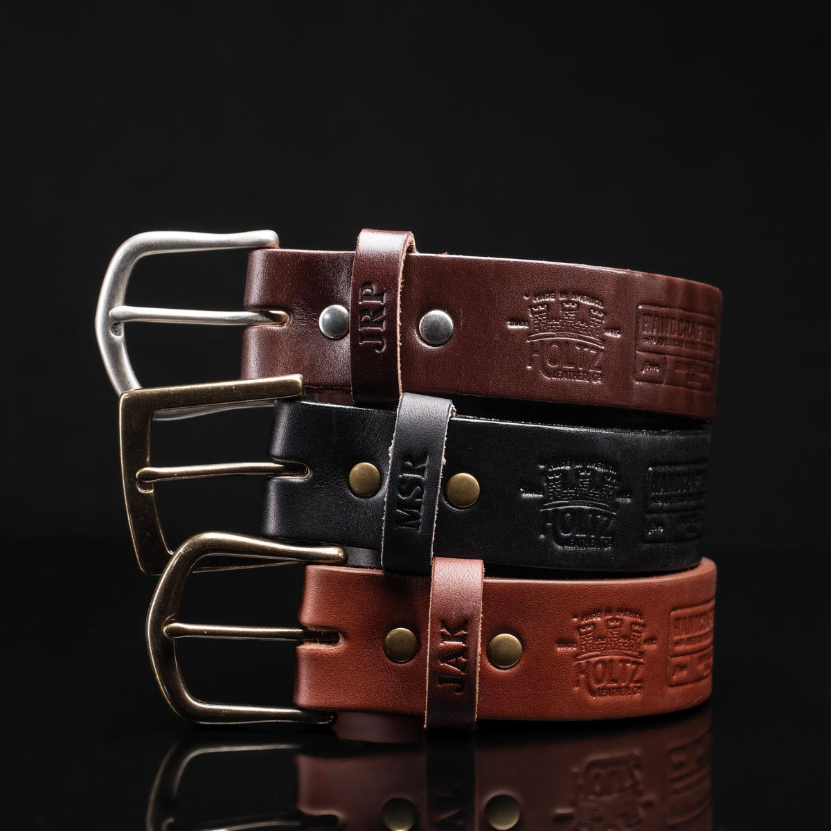 Personalized Bridle Leather Men's Casual Belt – Square Nickel or Brass Buckle - Holtz Leather