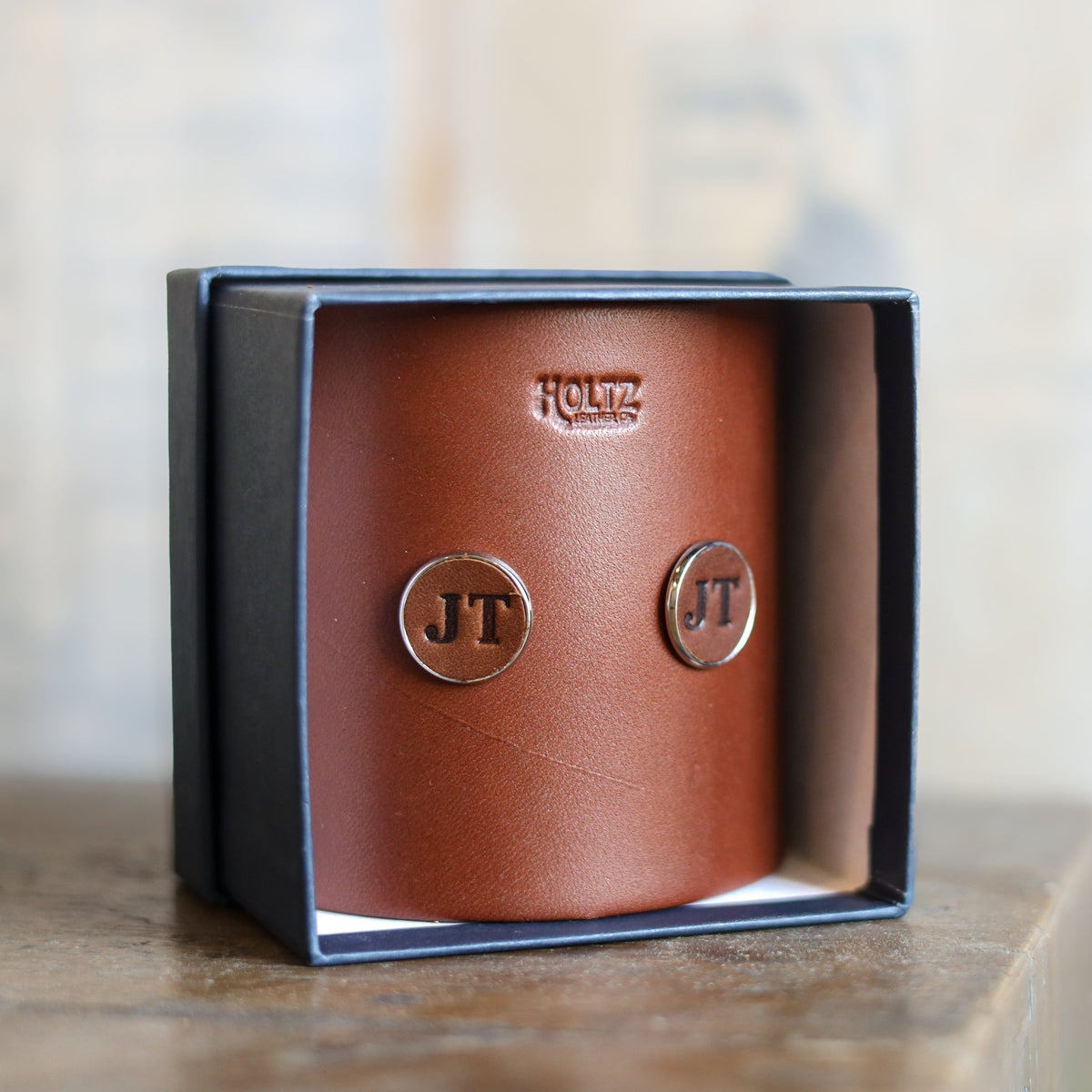 Personalized Fine Leather Cufflinks - Holtz Leather