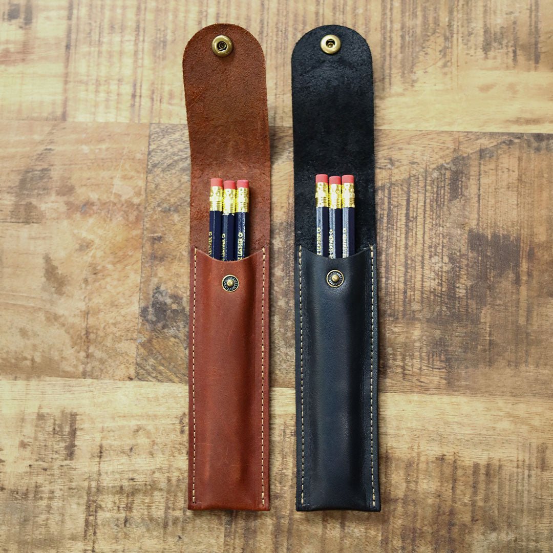 Personalized Fine Leather Pencil Sleeve - Holtz Leather