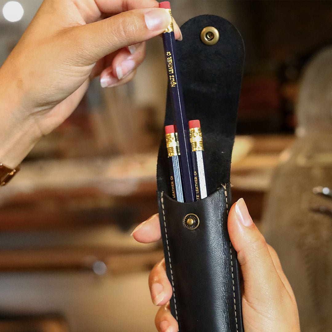 Personalized Fine Leather Pencil Sleeve - Holtz Leather