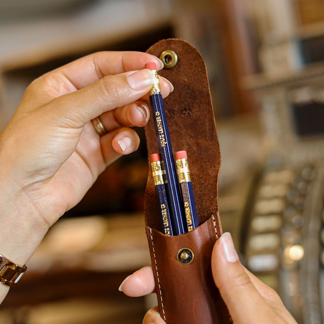 Personalized Fine Leather Pencil Sleeve - Holtz Leather