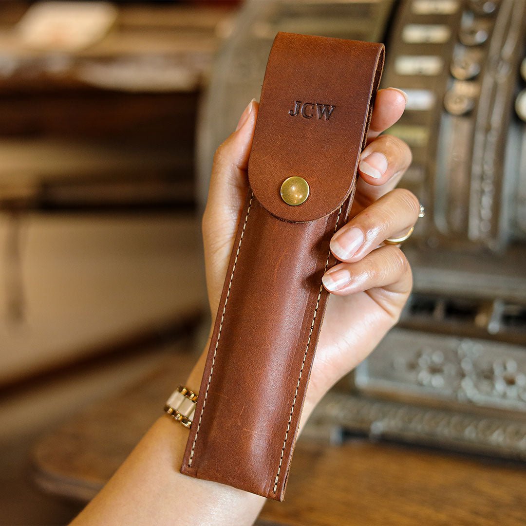 Personalized Fine Leather Pencil Sleeve - Holtz Leather