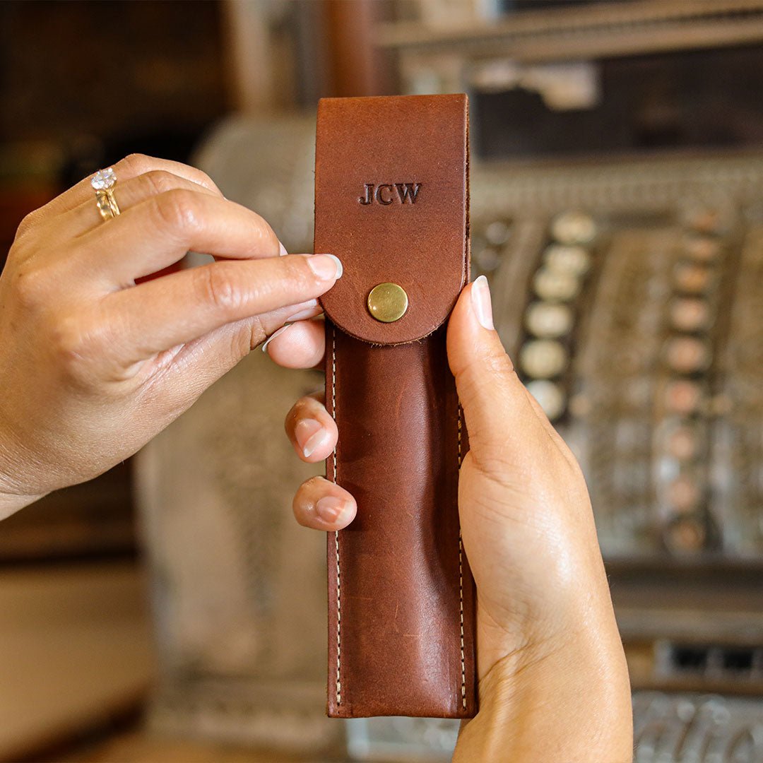 Personalized Fine Leather Pencil Sleeve - Holtz Leather