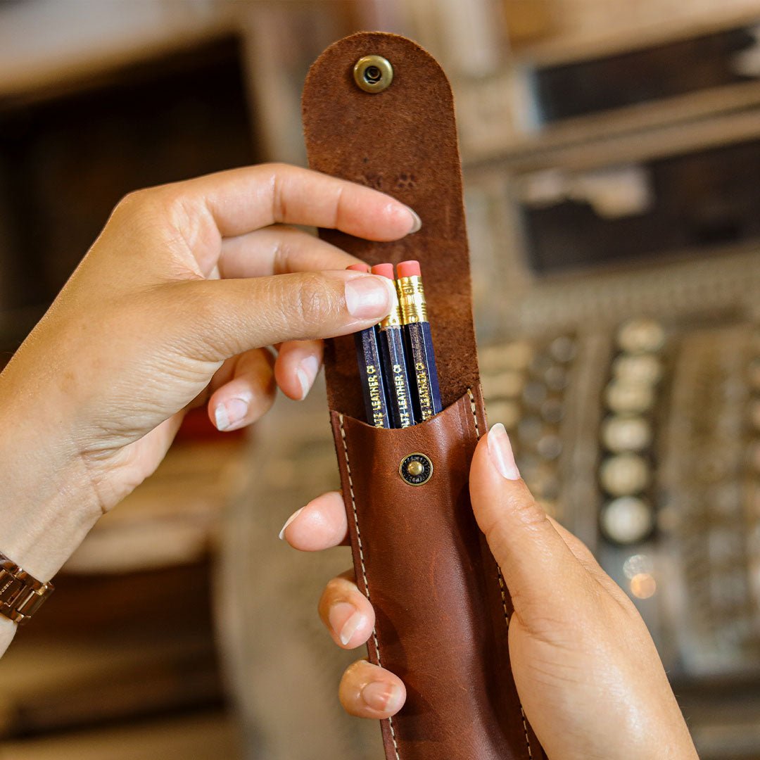 Personalized Fine Leather Pencil Sleeve - Holtz Leather