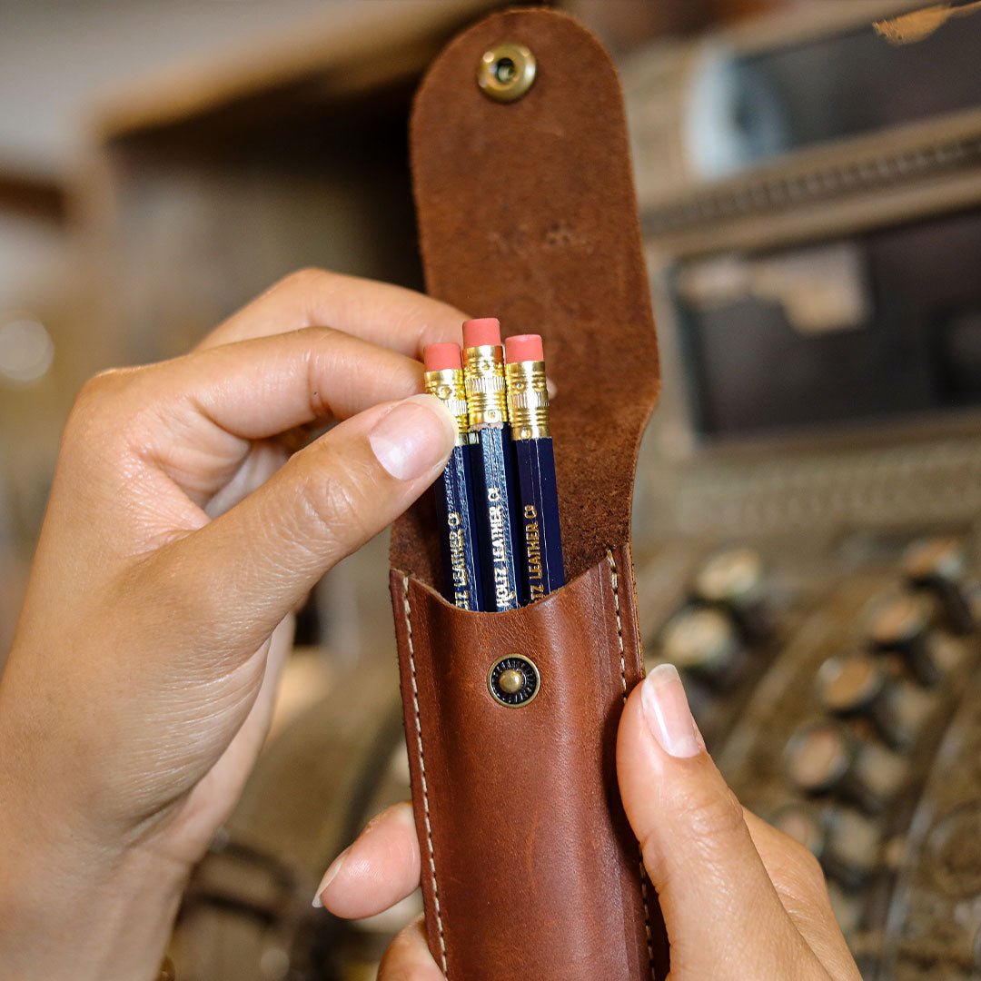 Personalized Fine Leather Pencil Sleeve - Holtz Leather