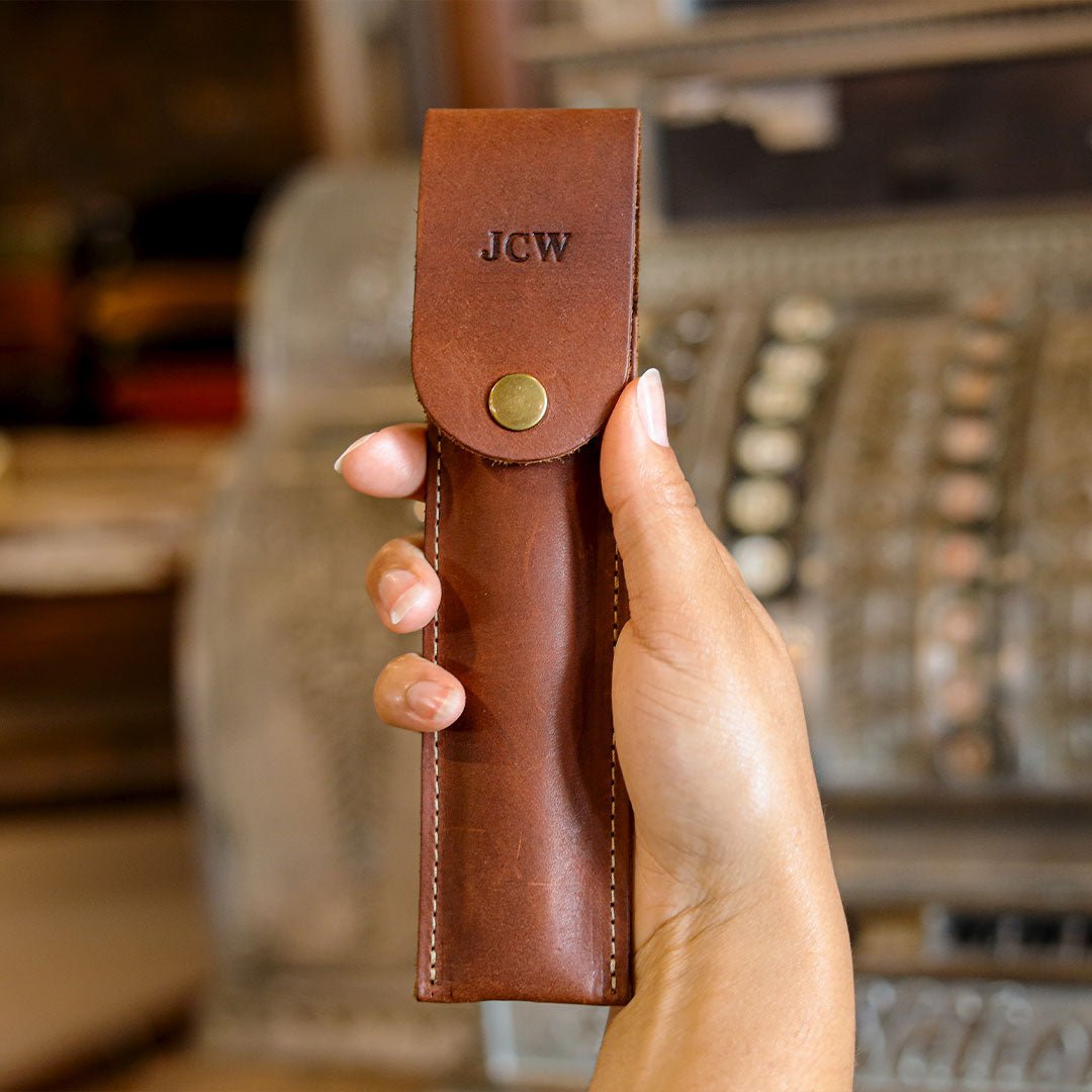 Personalized Fine Leather Pencil Sleeve - Holtz Leather