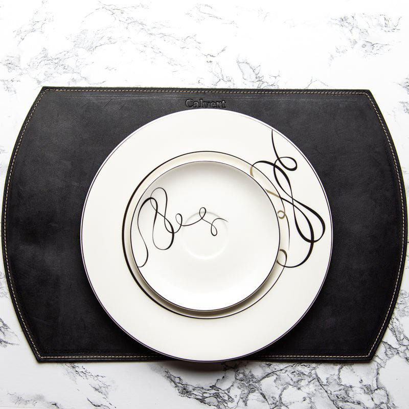 Straight Edged Oval Personalized Fine Leather Placemat