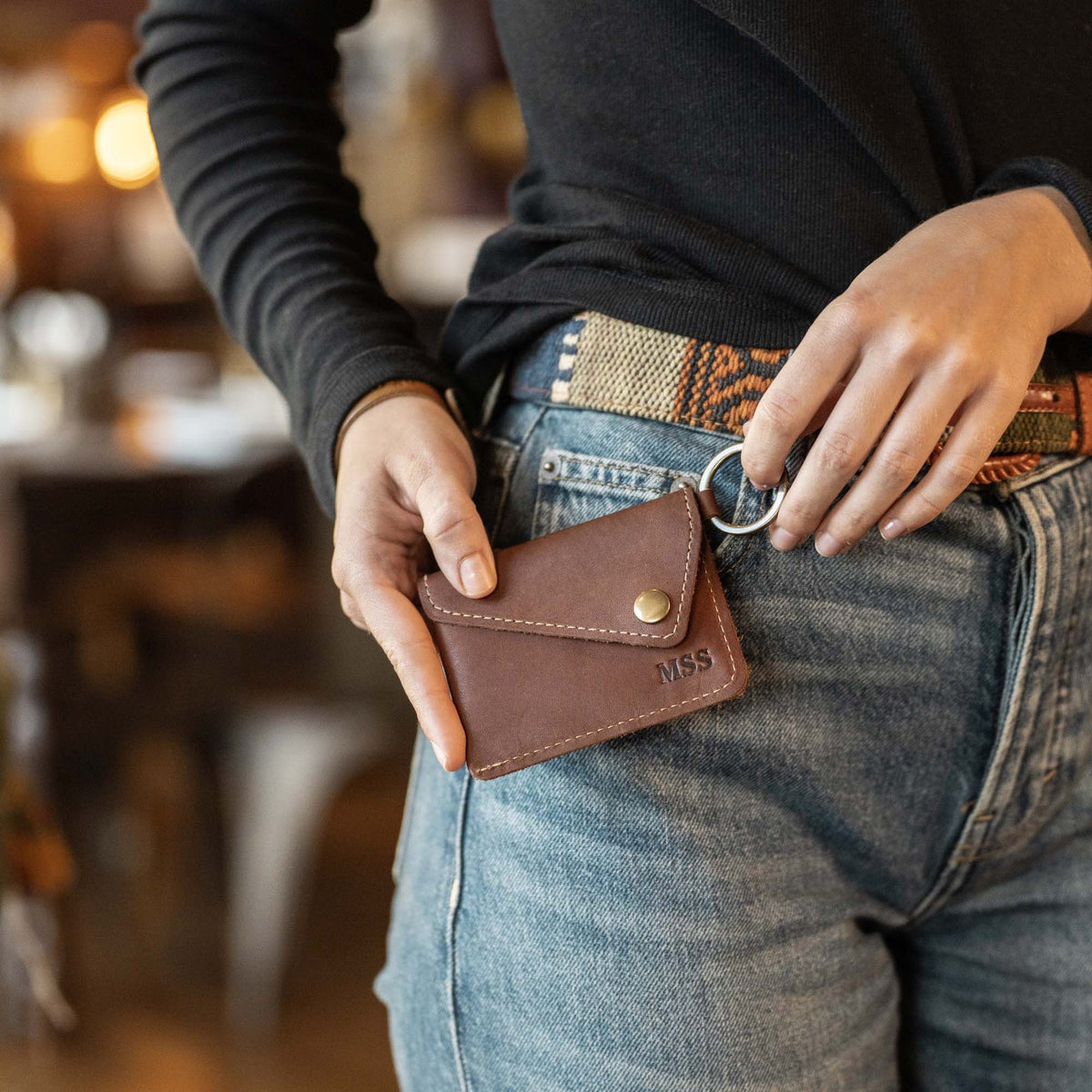 The Amelia Personalized Leather Keychain Wallet and Coin Purse - Holtz Leather
