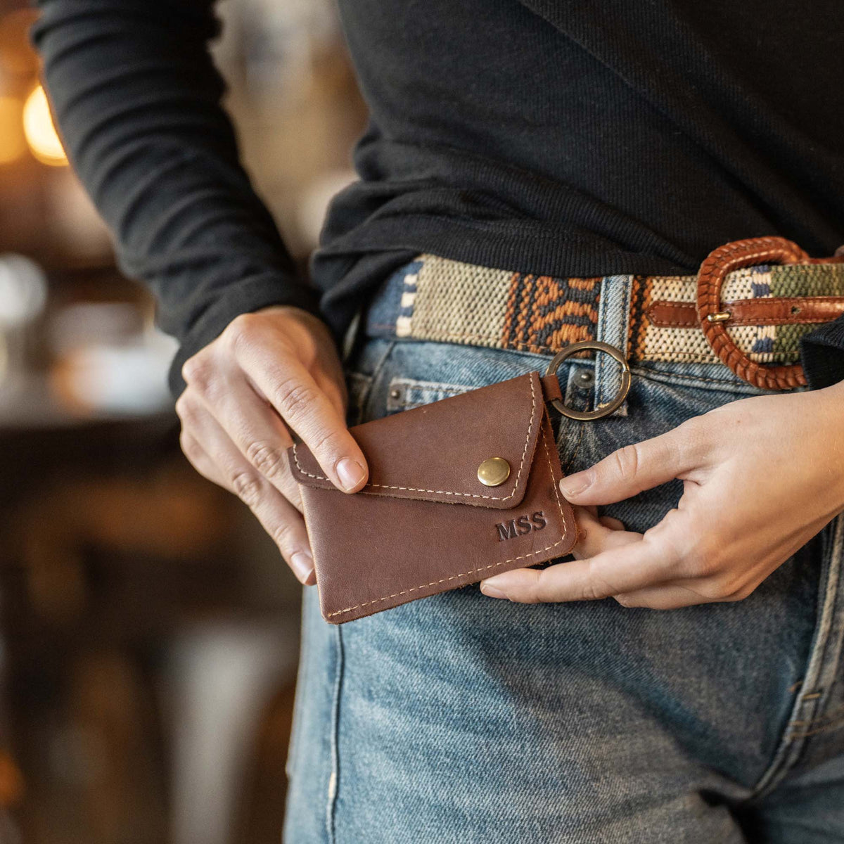 The Amelia Personalized Leather Keychain Wallet and Coin Purse - Holtz Leather