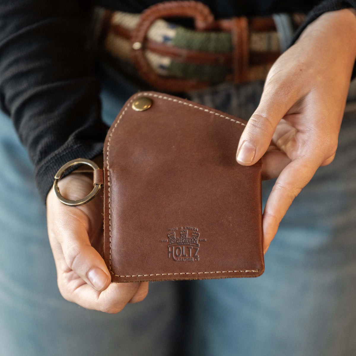 The Amelia Personalized Leather Keychain Wallet and Coin Purse - Holtz Leather