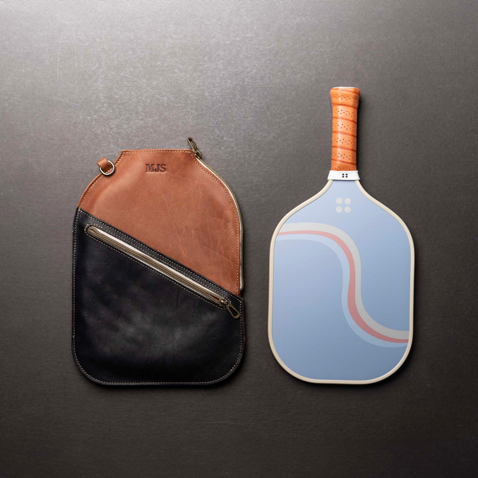 The Avery Personalized Leather Pickleball Sleeve Cover - Holtz Leather